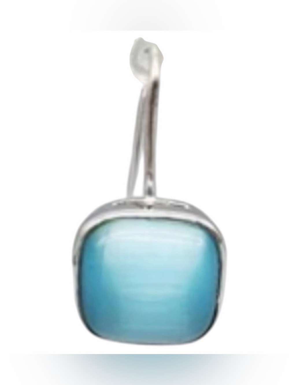 🔴Silver Tone Light Blue Glass Drop Earrings - Picture 2 of 8
